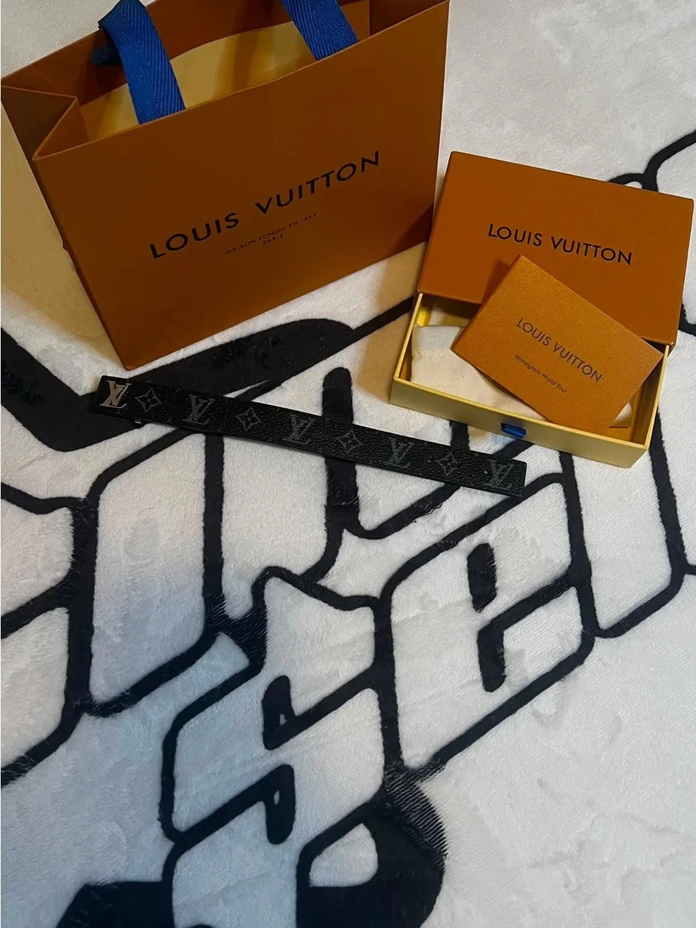 Louis Vuitton Black Monogram Leather Strap